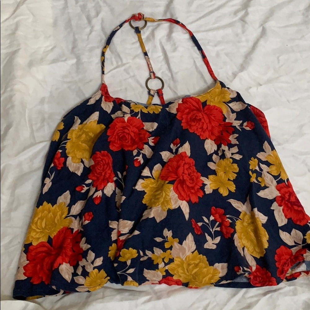 American Eagle floral cropped tank